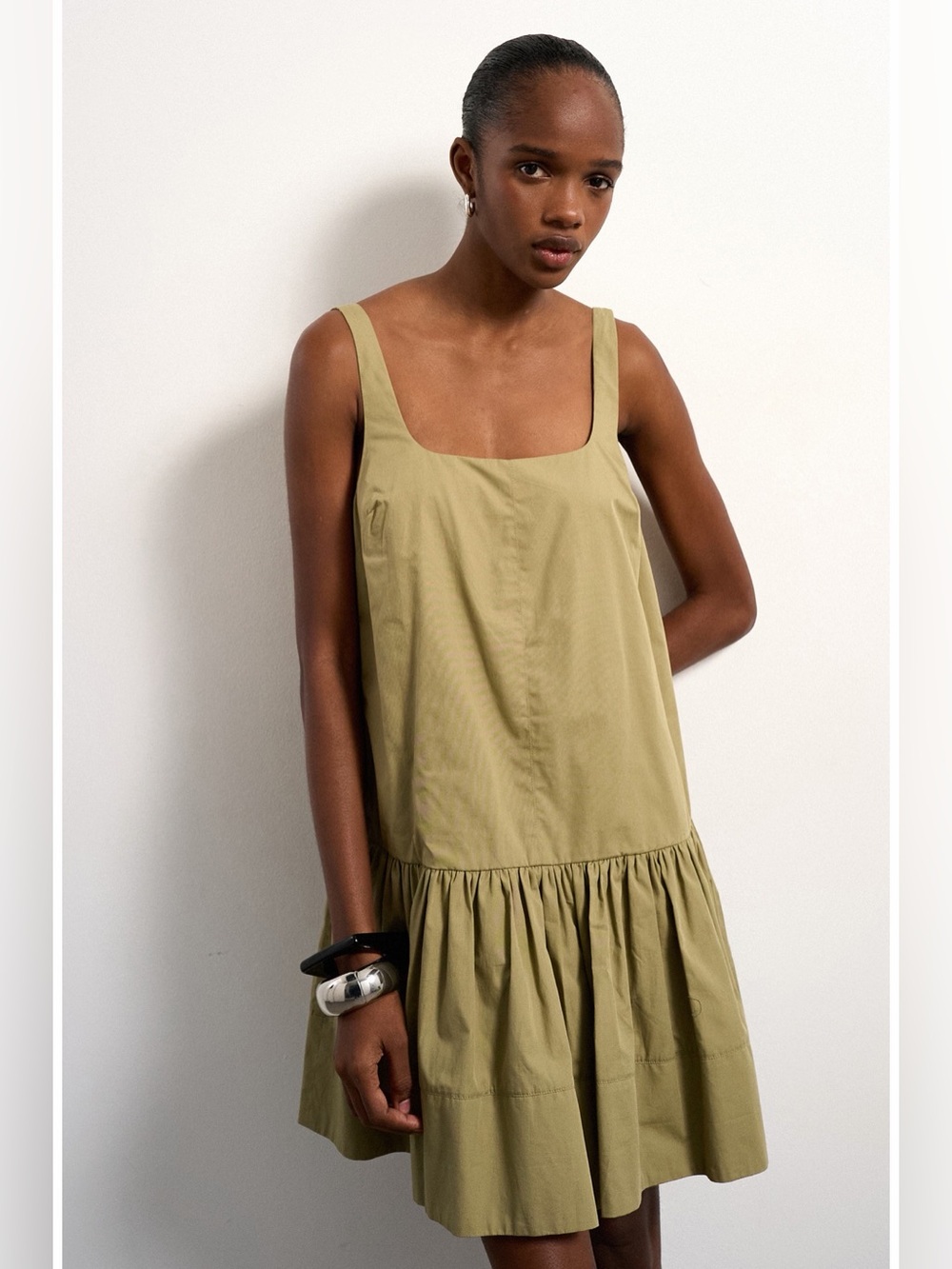 Topshop Olive-Toned Mini Dress